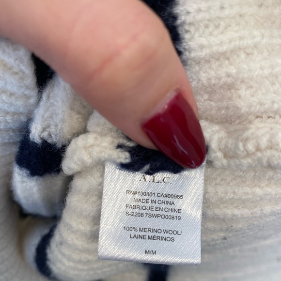 A.L.C Louise Wool Sweater In Off White Navy Size Small - Picture 7 of 7